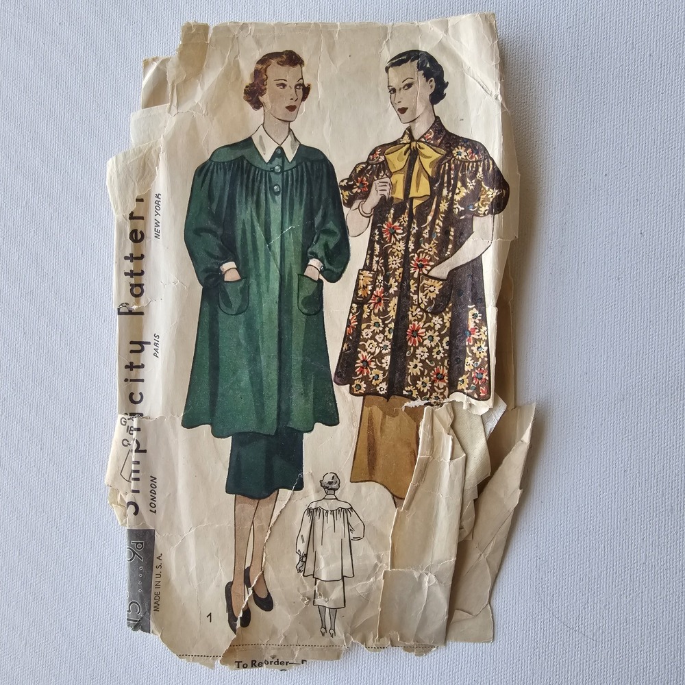1930s Vintage Simplicity 2291 Maternity Oversized Blouse Jacket Sewing Pattern